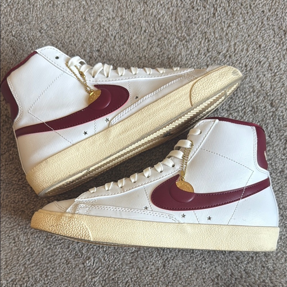 White and maroon Nike blazer mid